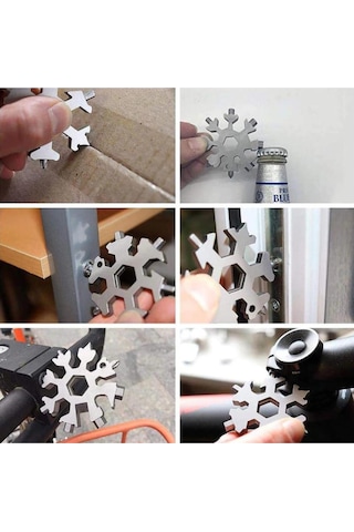 Mucit Home 19 In 1 Çok Fonksiyonlu Çelik Alyan Tornavida Açacak Kar Tanesi Anahtarlık