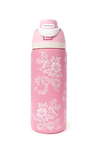 Owala 32 Oz 946 Ml Freesip Desenli Çift Katmanlı Paslanmaz Çelik Termos Kilitli Kapak Açık Pembe