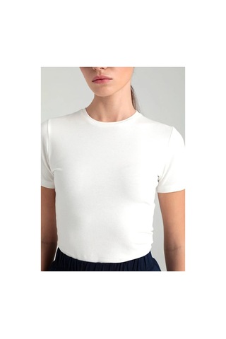 Cloudymood Ultra Soft Yuvarlak Yaka Kısa Kol Bluz Ekru - 892428274 Ekru