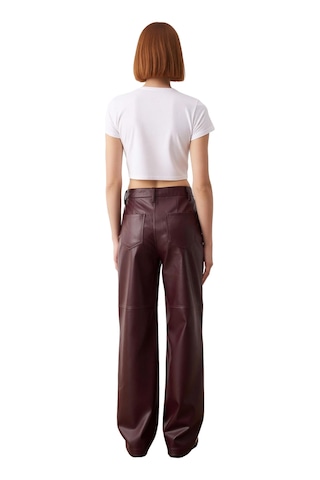 Ersefa Kadın Geniş Paça Suni Deri Pantolon Fonksiyonel Dayanıklı Kalitel Bordo