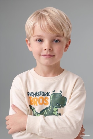 Defacto Dinozor Baskılı Sweatshirt Üst Lastikli Paça Alt 2li Takım Erkek Bebek H8482a526auer118 Ekru-er118