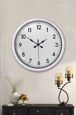 52 Cm Beyaz Metal Dekoratif Duvar Saati Çok Renkli