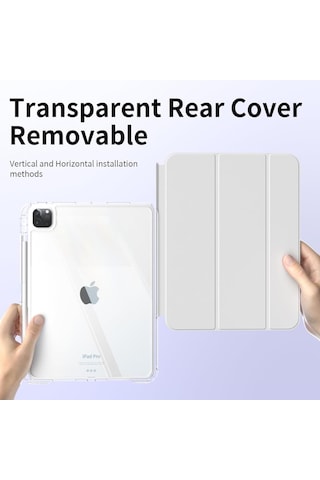 İpad Uyumlu Pro 11 İnç M4 2024 Kılıf Kalem Bölmeli Akrilik Şeffaf Ayrılabilir Case A2836 A2837 A3006 Kılıf