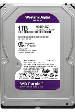 Wd Purple WD11PURZ 3.5" 1 TB 64 MB 5400 RPM HDD Hard Disk
