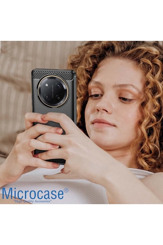 Microcase Honor Magic 7 Lite / Honorx60 Pro 5g/honorx9c 5g İle Uyumlu Brushed Carbon Fiber Silikon Kılıf - Siyah Al3332