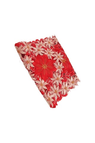 Ulzyvf Restoran Partisi Örtüsü, Noel Masa Kırmızı İşlemeli İnç İçin, 15x70 Bl Kırmızı