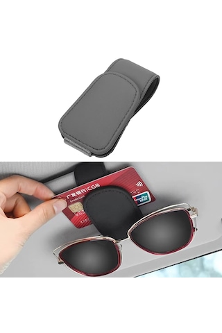 Microcase Universal Suni Deri Oto Güneş Gözlük Tutucu Askılık Mıknatıslı - Al5240 Gri