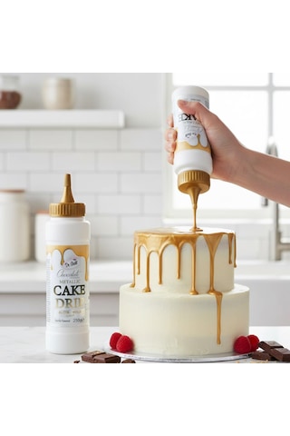 Metalik Altın Cake Drip 250 G Pasta Ve Tatlı Üzeri Parlak Altın Çikolata Kaplama Sosu