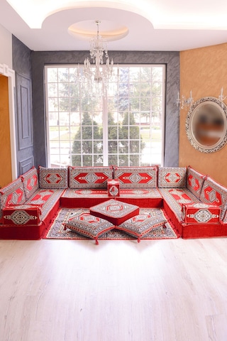 Şark Köşesi Takımı Kırmızı Yahyalı Modeli 18 Parça 20 Cm Minder Kalınlığı Kırmızı