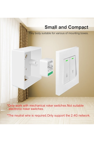 Maiyame Zigbee 3.0 Akıllı Perde Kontrol Modülü - 1 Yol, Kablosuz Komut, Geleneksel Perdeyi Akıllı Hale Getirir, 100-240v, 3a Maksimum Yük Zigbee