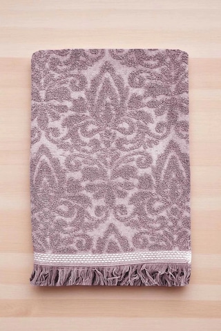 2 Parça Jakarlı Banyo Havlu Takımı %100 Pamuklu 90x150 Cm Arden Mor Çok Renkli