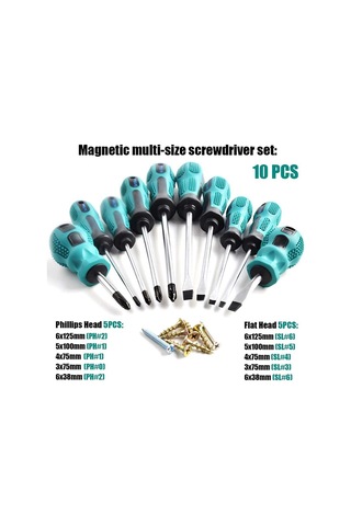 Leasetake 10 Parçalı Tornavida Seti Donanım Araçları Kombinasyon Seti Elektrik Bakım Araçları