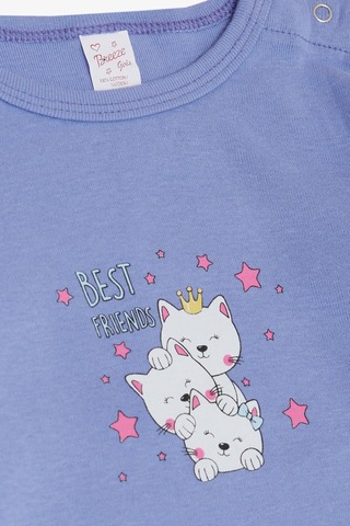 Breeze Kız Bebek Çıtçıtlı Zıbın Body Dostluk Temalı Prenses Kedicikler Baskılı 9 Ay-3 Yaş, Lila-lila Lila