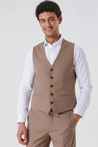 Koyu Bej V Yaka Klasik Yelek 1009230104-Koyu Bej