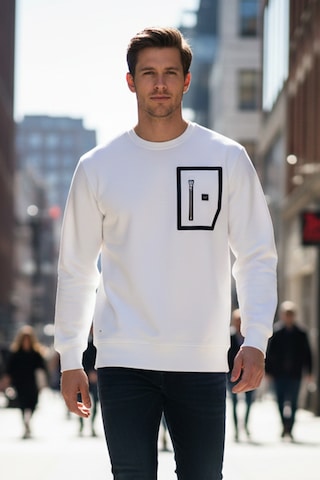 Remsa Erkek Fermuar Detay Bisiklet Yaka Pamuklu Sweatshirt 24722 Ekru Ekru