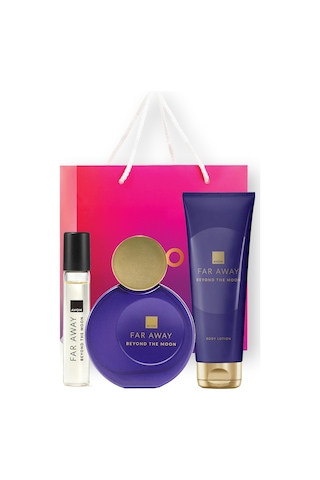 Avon Far Away Beyond The Moon Kadın Parfüm EDP 50 ML + Far Away Beyond The Moon Kadın Parfüm EDP 10 ML + Vücut Losyonu 125 ML + Çanta