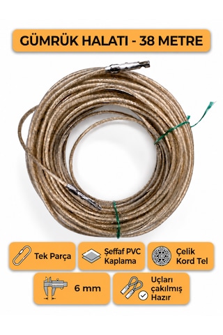 Tır Dorse Kamyon Konteyner Gümrük Halatı Galvanizli Çelik Tel 38 Metre 6mm