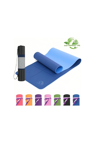 Ranyeek Sgs Onaylı Tpe Yoga Mat - İki Taraflı Kaymazsız, Vücut Konum Doğrulama Çizgileri, 183x61x0.8cm, Taşıma Kemer Ve Ağ Çantası İle Pilates, Egzersiz Ve Hot Yoga İçin Çok Renkli