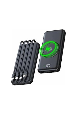 Wireless Powerbank 10000 Mah Led Ekranlı Dahili Kablolu Hızlı Şarj renkli