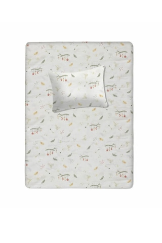 %100 Pamuklu Bebek Lastikli Çarşaf 60x120+20 Bebek Yastık Kılıfı 35x45 Kiremit-yeşil