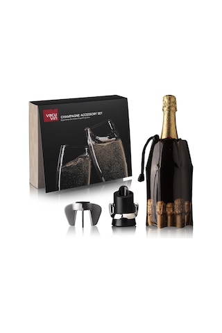 Vacu Vin Şampanya Seti - Siyah
