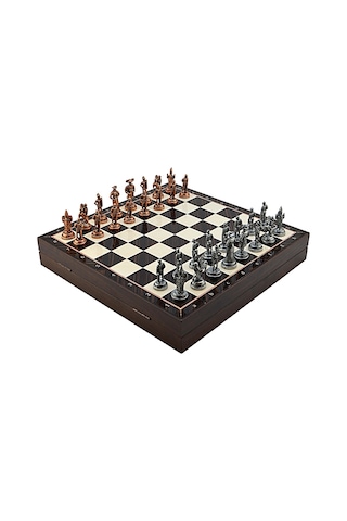 Gifthome Orta Boy Metal İspanyol Satranç Takımı Antik Ve Ceviz De