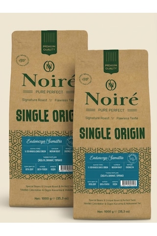 2'li Set Noire Endonezya Sumatra 1kg %100 Arabica Orta Sert, Çikolata & Baharat Topraksı Kahve Çekirdek