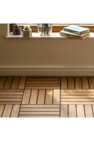 Pafu Sunsoe İroko Ağacı Balkon Bahçe Ahşap Yer Döşemesi Karo Deck 30x30 Cm 1 Adet 0,09m2