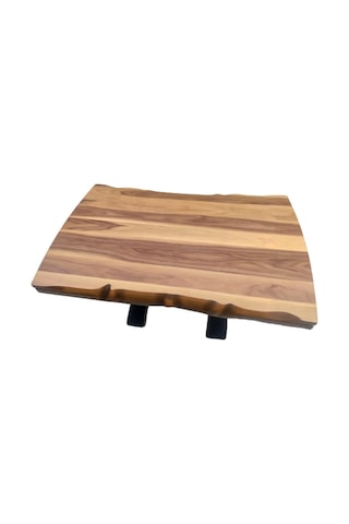 Masa Kütük Desen Takım Model X Metal Çelik Ayak Yan Açıl Tabla Be Kahverengi