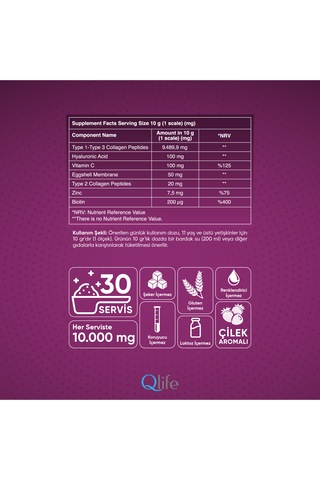 Collagen Powder Hidrolize - Toz Kolajen Çilek Aromalı 250 Gr