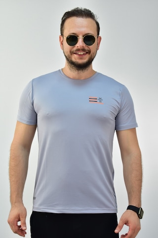 Escetic Erkek G2 Melanj Gri Slim Fit T-Shirt-3289 Açık Gri Melanj