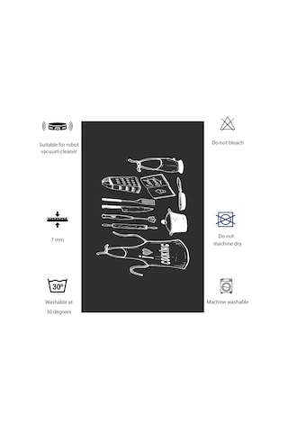 Dijital Kaymaz Yıkanabilir Banyo Mutfak Salon Paspas Halısı Trend Al4032 Antrasit