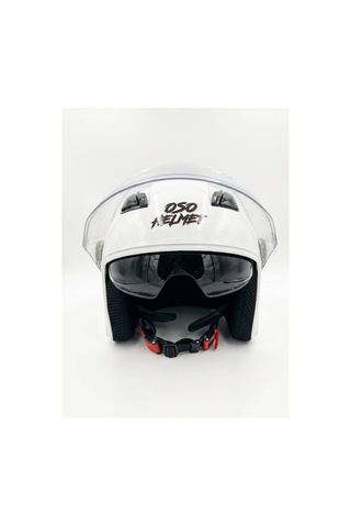 Oso Helmet Yarım Kask Gözlüklü Beyaz - L Beden Beyaz