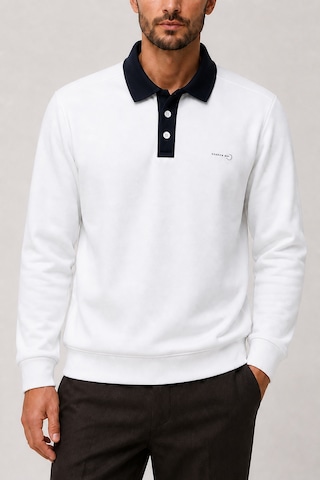 Redline Snap Erkek Regular Fit Düğmeli Kışlık Sweatshirt Beyaz