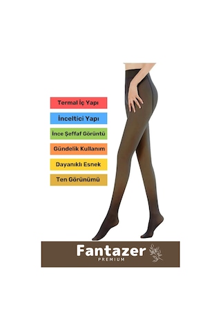 Kuasar Series Sıcak Tutan Ince Siyah Çorap Ten Görünümlü Termal Içli Peluş Polarlı Külotlu Çorap Siyah