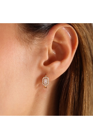 Sembol Gold Sarı Altın Baget Küpe J Model