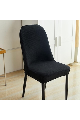 Siyah 1/2/4/6 Adet Jakarlı Kavisli Sandalye Kılıfı Ofis Koltuğu Klozet Kap Makinede Yıkanabilir Toz Geçirmez Koltuk Örtüsü56658407