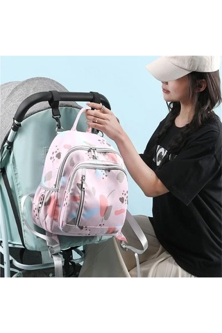 Jialan Bebek Bezi Sırt Çantası Moda Mumya Seyahat Bebek Çantası Pembe