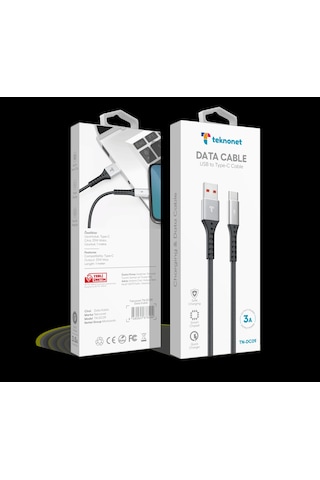 Teknonet Tn-dc09 İp Örgü 100 Cm Type-c Şarj Ve Data Kablosu Nt-92575