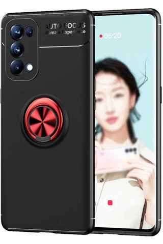 Oppo Reno 5 Pro 5G Kılıf Zore Ravel Yüzüklü Silikon Kılıf