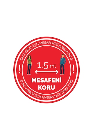 Letbil - Sosyal Mesafe Uyarı Folyo Stickeretiketi
