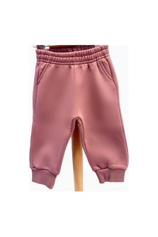 Kız Bebek İçi Şardonlu Kalın Eşofman Alt-15455 Gül Kurusu