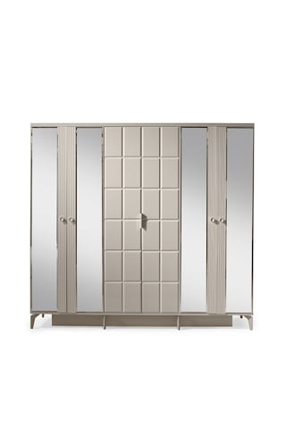 Paris Yatak Odası-mdf-kum Beji-6 Kapaklı Ve Aynalı-bazasız Traversli