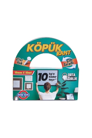 Boss Tape 2688 Çift Taraflı Köpük Bant 18mmx10m Orta Ağırlık 10kg