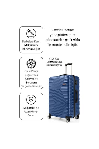 G&d Polo Suitcase Abs Orta Ve Büyük Boy Çivit Mavi 2'li Valiz Seti 600.05-b Mavi