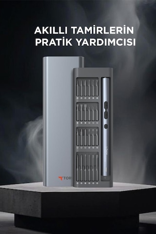 Torima Tts-04 48 Parça Şarjlı Hassas Tornavida Seti Led Işıklı, Mıknatıslı Alüminyum Kasa, Type-c