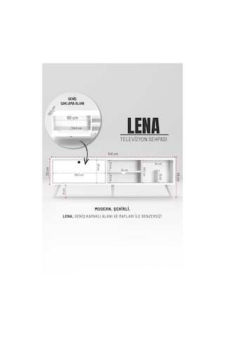 Lena Tv Sehpası, Tv Standı, Televizyon Ünitesi Beyaz