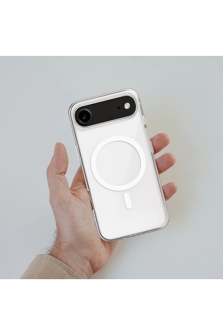 Apple Uyumlu iPhone 17 Air Kılıf Magsafe Özellikli Şeffaf Silikon Kapak Şeffaf
