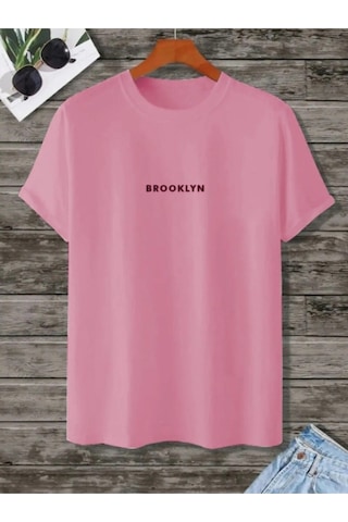 Hırsch Unisex Pembe Brooklyn Baskılı T-shirt Pembe