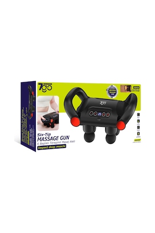 7go 7gmg5 Isıtmalı Masaj Tabancası 6 Başlıklı, 5 Modlu, 20 Kademeli, Lcd Ekranlı Titreşimli Masaj Siyah